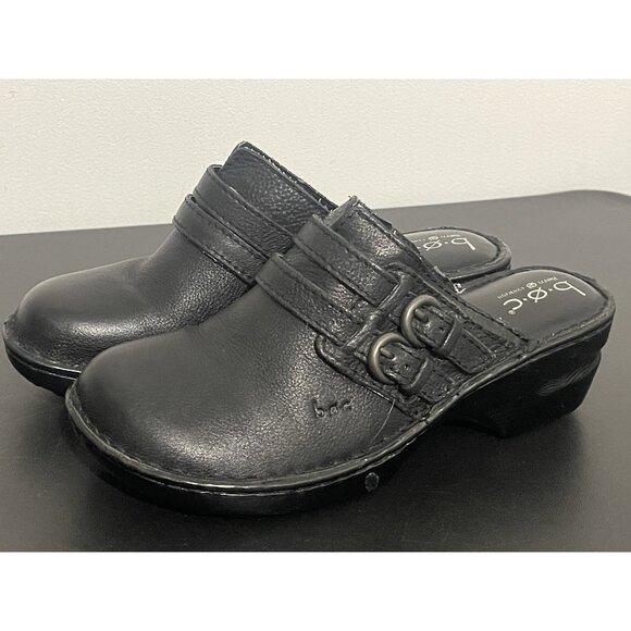 BOC Born Concept Pebble Leather Stud Black Buckle Clog Slide Shoe size 8 MW - Picture 1 of 7